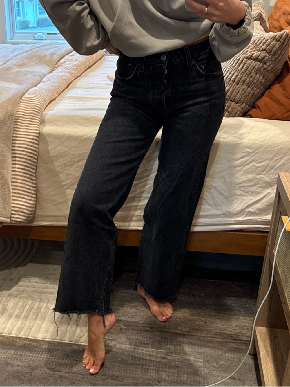 Reformation Black High-Rise Wide Leg Women's Jeans